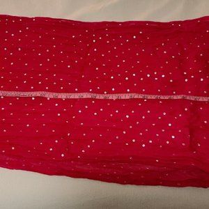 New York & Company Raspberry Red Scarf with Silver Dots - One Size Fits All